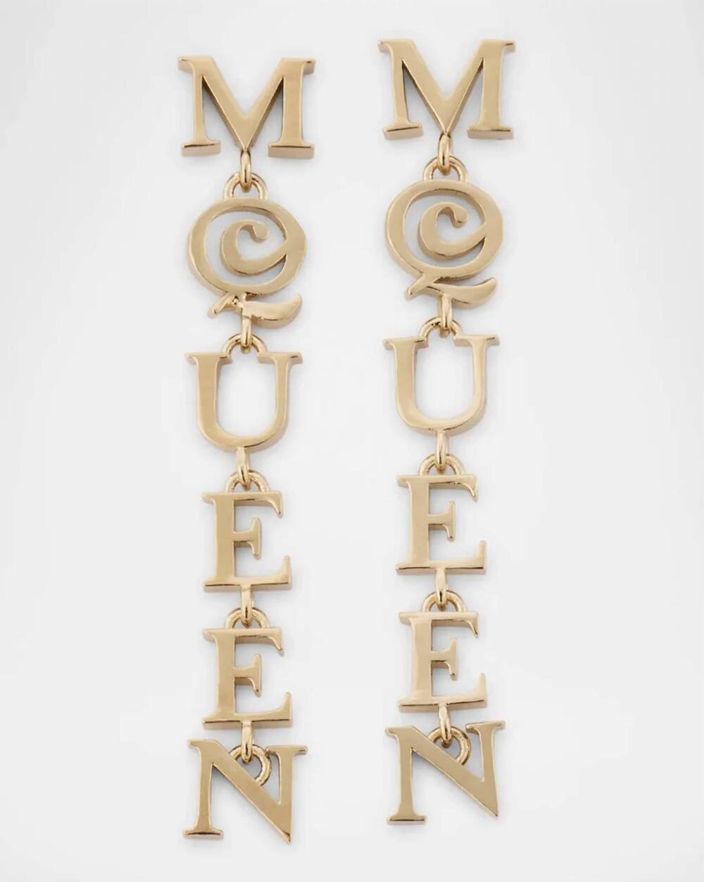 NEW ALEXANDER MCQUEEN women's 6975 logo drop earrings in gold